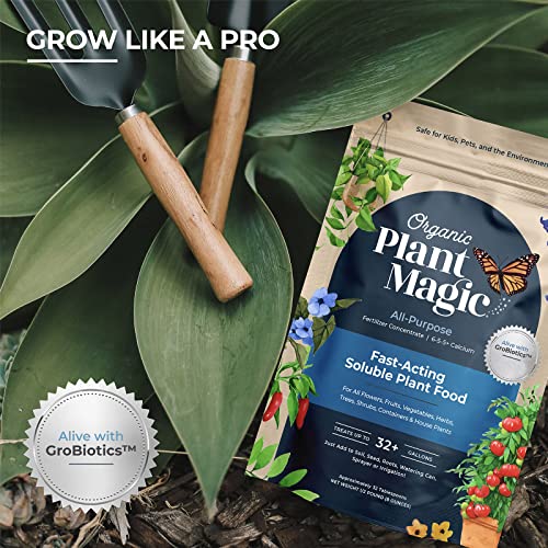 Organic Plant Magic - Truly Organic™ Fast-Acting Water Soluble Plant Food - All-Purpose Fertilizer Concentrate for Flower, Vegetable, Herb, Fruit Tree, Garden & Indoor Houseplants [One 1/2 lb Bag]