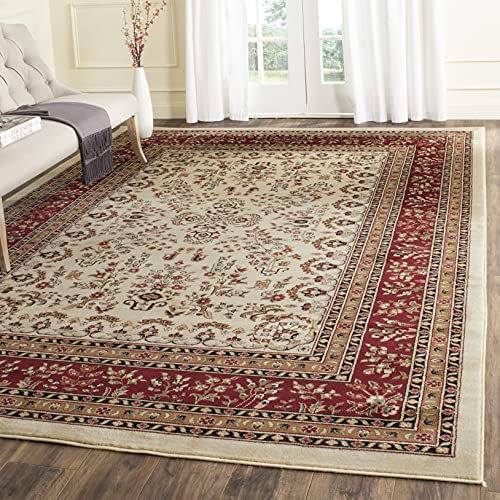 SAFAVIEH Lyndhurst Collection Area Rug - 9' x 12', Ivory & Red, Traditional Oriental Design, Non-Shedding & Easy Care, Ideal for High Traffic Areas in Living Room, Bedroom (LNH331A)