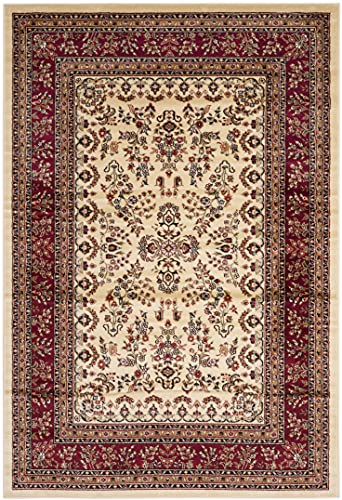 SAFAVIEH Lyndhurst Collection Area Rug - 9' x 12', Ivory & Red, Traditional Oriental Design, Non-Shedding & Easy Care, Ideal for High Traffic Areas in Living Room, Bedroom (LNH331A)