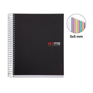 Miquelrius Medium A5 8-Subject Spiral Notebook, Graph Pages, Black (6.5" x 8")
