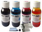 nd brand dinsink 4x4oz premium dye ink refill kit for lexmark 43 44 ink cartridge and lexmark x4850, x4875, x4950, x4975 inkjet printers plus 4 syringes and 1 drill