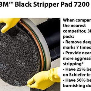 3M Black Stripper Floor Pad 7200, 14", 5/Case, Used with Water-based Floor Finish Stripping Solutions, Remove Soiled Floor Finishes and Sealers