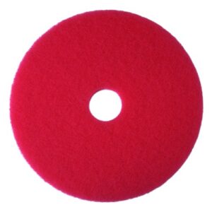 3m buffer floor pad 5100, red, 12", removes soil, scratches, scuff marks, and black shoe heel marks