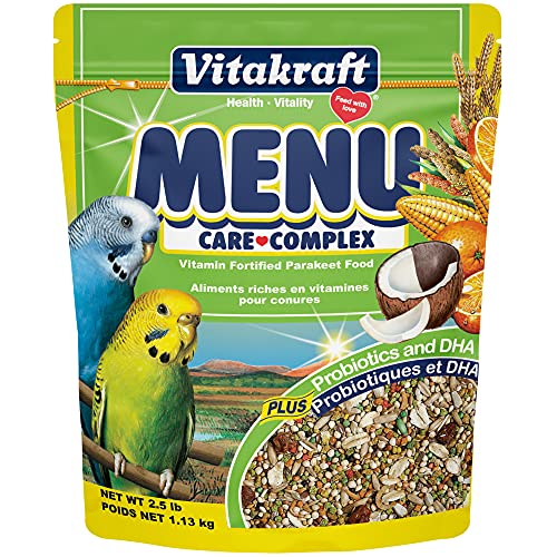 Vitakraft Menu Premium Parakeet Food - Vitamin-Fortified - Daily Pet Bird Food, 2.5 pounds