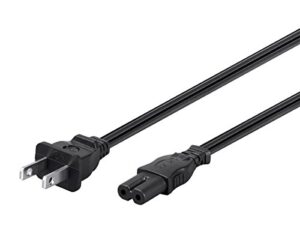 6ft 18awg ac power cord cable w/o polarized, 10a (nema 1-15p to iec-320-c7)