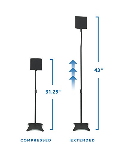 Mount-It! MI-1214 Speaker Stands for Home Theater 5.1 Channel Surround Sound System Satellite Speaker Stands Mounts, Rear and Front, 2 Pairs, 10 lb Capacity, Black