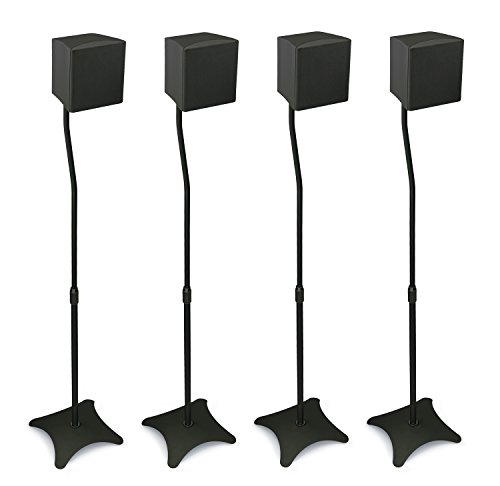 Mount-It! MI-1214 Speaker Stands for Home Theater 5.1 Channel Surround Sound System Satellite Speaker Stands Mounts, Rear and Front, 2 Pairs, 10 lb Capacity, Black