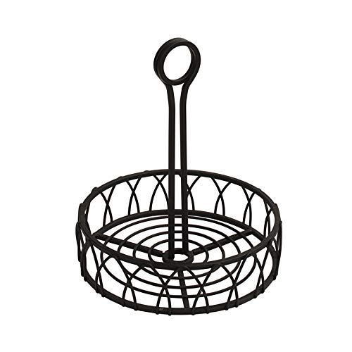 Spectrum Diversified Twist Stand Steel Condiment Caddy for Restaurants & Homes, Coffee Station Office Décor, Rust-Resistant Seasoning & Sauce Holder, Medium, Black