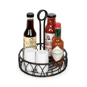 Spectrum Diversified Twist Stand Steel Condiment Caddy for Restaurants & Homes, Coffee Station Office Décor, Rust-Resistant Seasoning & Sauce Holder, Medium, Black