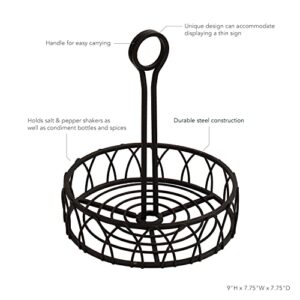 Spectrum Diversified Twist Stand Steel Condiment Caddy for Restaurants & Homes, Coffee Station Office Décor, Rust-Resistant Seasoning & Sauce Holder, Medium, Black