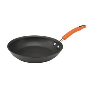 rachael ray brights hard anodized nonstick frying pan / fry pan / hard anodized skillet - 12.5 inch, gray with orange handles