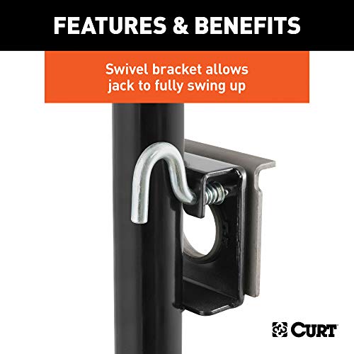 CURT 28301 Weld-On Bracket-Style Swivel Trailer Jack, 2,000 lbs. 10-1/2 Inches Vertical Travel