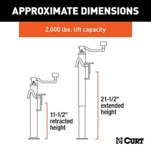 CURT 28301 Weld-On Bracket-Style Swivel Trailer Jack, 2,000 lbs. 10-1/2 Inches Vertical Travel