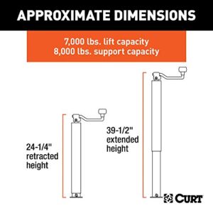 CURT 28570 Direct Weld On Heavy-Duty Trailer Jack, 8,000 lbs. 15-1/4 Inches Vertical Travel, Black