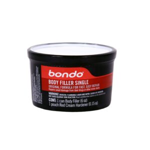 bondo filler single, original formula for fast, easy repair, 6 oz filler can with hardener pouch