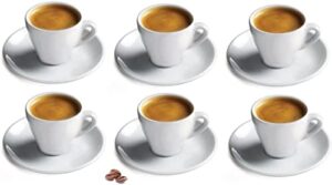 cuisinox white porcelain espresso cups and saucers set, 2 oz., set of 6