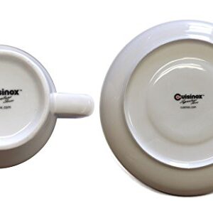 Cuisinox White Porcelain Espresso Cups and Saucers Set, 2 oz., Set of 6