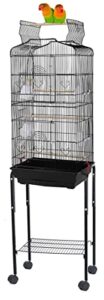 canary parakeet cockatiel lovebird finch bird cage with stand --18"x14"x60"black