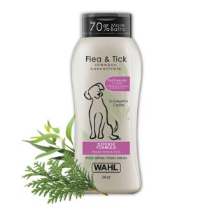 wahl flea & tick repelling dog shampoo for pets – defense formula with eucalyptus cedar & rosemary – 24 oz - 820007a