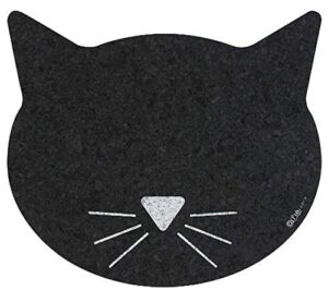 ore pet black cat face recycled rubber pet placemat,size: 1 pack