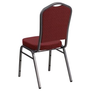 Flash Furniture HERCULES Series Crown Back Stacking Banquet Chair in Burgundy Patterned Fabric - Silver Vein Frame