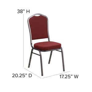 Flash Furniture HERCULES Series Crown Back Stacking Banquet Chair in Burgundy Patterned Fabric - Silver Vein Frame