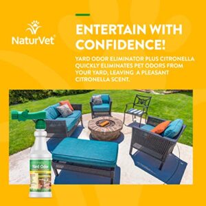 NaturVet – Yard Odor Eliminator Plus Citronella Spray – Eliminate Stool and Urine Odors from Lawn and Yard – Designed for Use on Grass, Patios, Gravel, Concrete & More – 32oz with Hose Nozzle