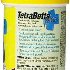 TetraBetta PLUS Floating Mini Pellets, Fish Food With Natural Color Enhancer, 1.2 ounces