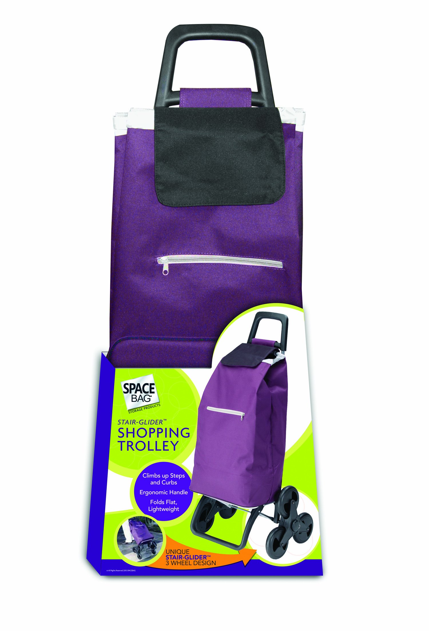 Space Bag Sc-1004 Premiun Folding Shopping Trolley, Each, Plum