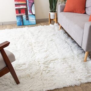 super area rugs organic wool greek flokati rug, white, 3' x 5'