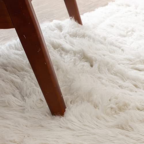 Super Area Rugs Organic Wool Greek Flokati Rug, White, 3' x 5'