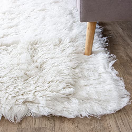 Super Area Rugs Organic Wool Greek Flokati Rug, White, 3' x 5'