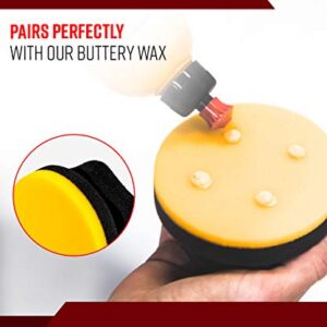 Adam's Yellow Hex Grip Car Wax Foam Applicator - Car Detailing Tool for Waxing Kit Glaze Sealant Liquid Paste Wax Ceramic Coating | Paint & Auto Part Accessories | Car Wash Kit Cleaning Supplies