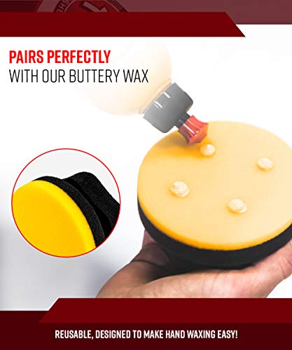 Adam's Yellow Hex Grip Car Wax Foam Applicator - Car Detailing Tool for Waxing Kit Glaze Sealant Liquid Paste Wax Ceramic Coating | Paint & Auto Part Accessories | Car Wash Kit Cleaning Supplies