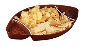 plastic football serving dishes for parties - snack tray includes 2 dip sections - sports party supplies