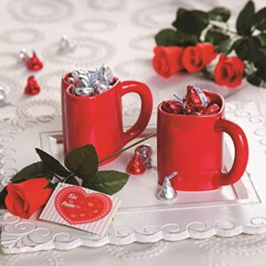 Fun Express Setof 2, Red Heart Shaped Ceramic Mugs - Each holds 8 oz - Mother's Day | Valentines Day Supplies | Home Decor | Nurse and Nursing Student Appreciation Week