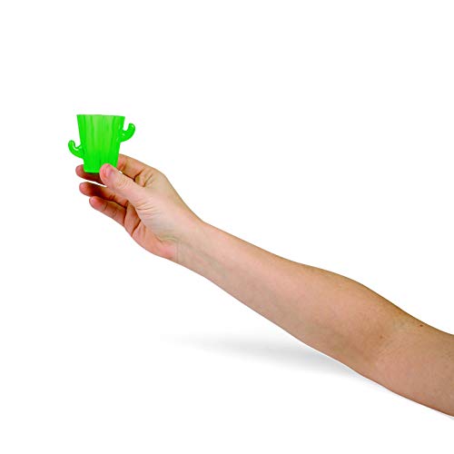Plastic Cactus Shot Glasses, Set of 12 - Each Holds 2 oz - Fiesta and Cinco de Mayo Party Supplies
