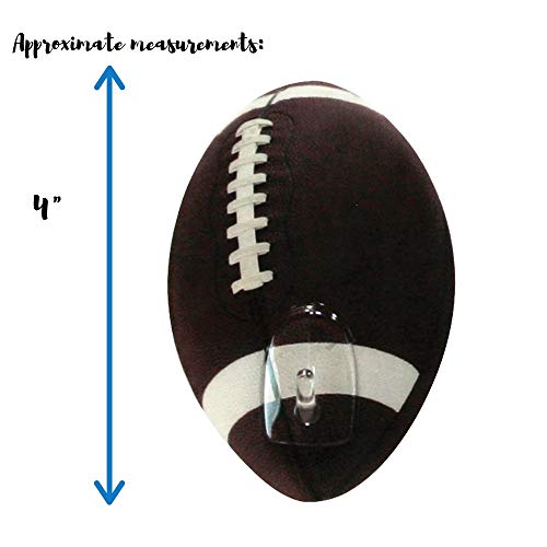 Football Self Adhesive Utility Hook - Set of 12 - Boys Bedroom, Bathroom, Back to School, Locker, Wall Hanger, Super Bowl Party Decoration