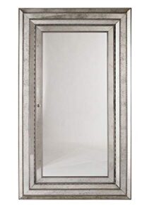 hooker furniture melange glamour floor mirror w/jewelry armoire storage, champagne-colored antique silver and gold