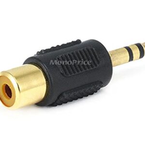 Monoprice 107147 3.5mm Stereo Plug to RCA Jack Adaptor, Gold Plated, Black