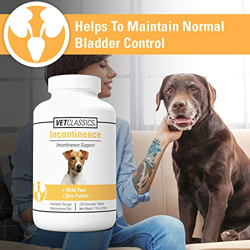 Vet Classics Bladder, Incontinence Support Dog Supplement – Supports Bladder Health for Dogs, Helps With Pet Incontinence – Includes Phytoestrogens, Botanicals – Chewable Tablets – 120 Ct.