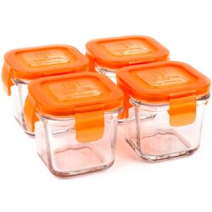 wean green wean cubes 4oz/120ml baby food glass containers - carrot (set of 4)