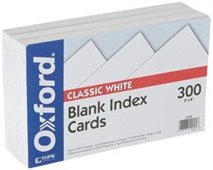 oxford blank index cards, 5" x 8", white, 300 pack (10005ee)