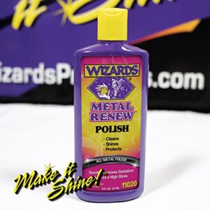 Wizards Metal Polish Cream Metal Renew - Cleans, Shines and Protects All Metals - Cream Fast-Cut Polish and Stainless Steel Cleaner - High Gloss Metal Polish - 8 oz