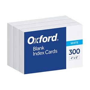 oxford blank index cards, 4" x 6", white, 300 pack (10002ee)