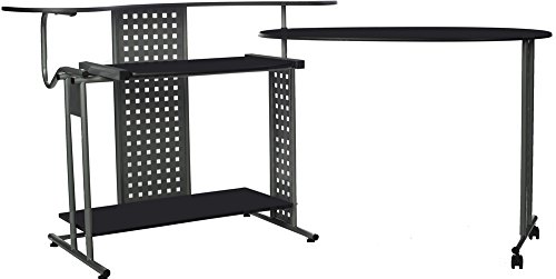 OneSpace Regallo Expandable L Computer Desk, Black