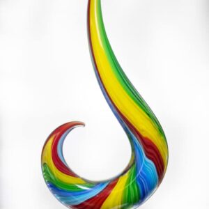 Badash Rainbow Note Murano-Style Glass Sculpture - Home Decor Glass Art - 16" Tall Mouth-Blown Glass Decor on Crystal Base - Contemporary Home Decor Accent Piece