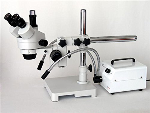 Amscope HL150-AY 150W Fiber Optic Dual Gooseneck Microscope Light Illuminator, Black