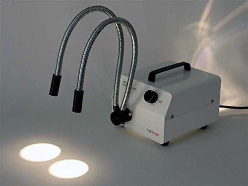 Amscope HL150-AY 150W Fiber Optic Dual Gooseneck Microscope Light Illuminator, Black