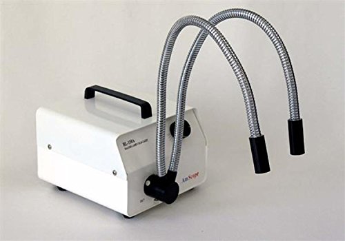 Amscope HL150-AY 150W Fiber Optic Dual Gooseneck Microscope Light Illuminator, Black